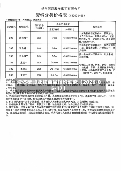 液体硫酸亚铁商品报价动态（2026-05-17）