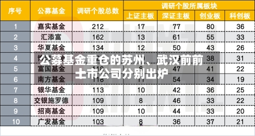 公募基金重仓的苏州、武汉前前十
上市公司分别出炉