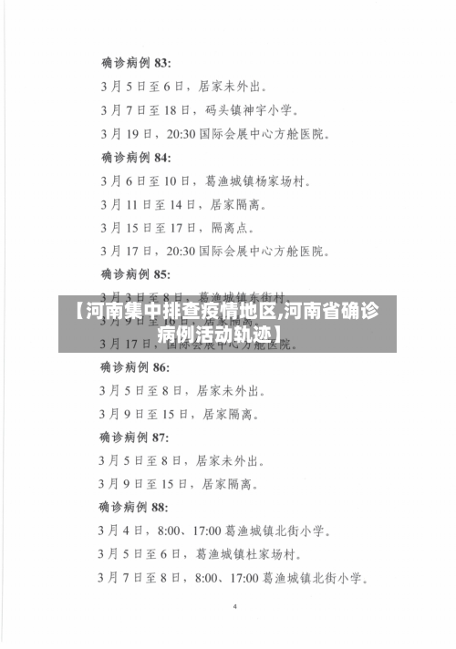 【河南集中排查疫情地区,河南省确诊病例活动轨迹】