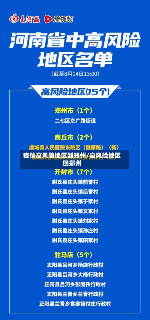 疫情高风险地区到郑州/高风险地区回郑州