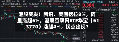 港股突发！腾讯、美团猛拉8%，阿里涨超5%，港股互联网ETF华宝（513770）涨超4%，拐点出现？