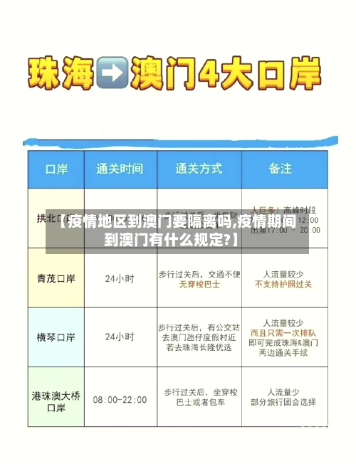 【疫情地区到澳门要隔离吗,疫情期间到澳门有什么规定?】