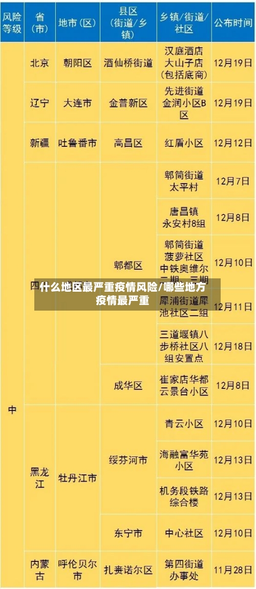 什么地区最严重疫情风险/哪些地方疫情最严重