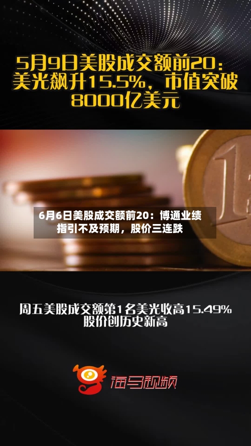6月6日美股成交额前20：博通业绩指引不及预期，股价三连跌