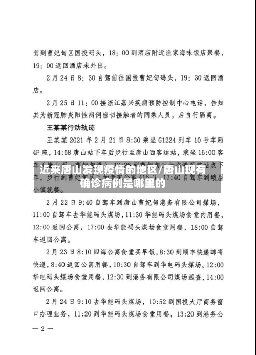 近来唐山发现疫情的地区/唐山现有确诊病例是哪里的