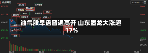 油气股早盘普遍高开 山东墨龙大涨超17%
