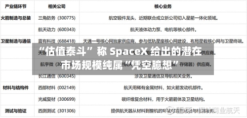“估值泰斗” 称 SpaceX 给出的潜在市场规模纯属“凭空臆想”