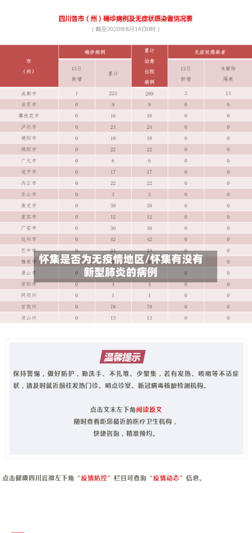 怀集是否为无疫情地区/怀集有没有新型肺炎的病例