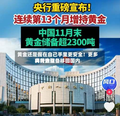 黄金还是握在自己手里更安全!更多央行选取
将黄金储备移回国内